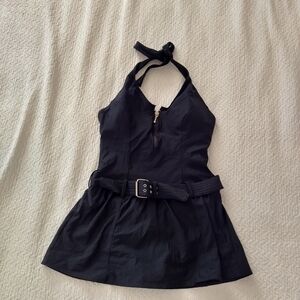 Shape FX Swim Black Bodice One Piece SWIMSUIT DRESS Sz 10
